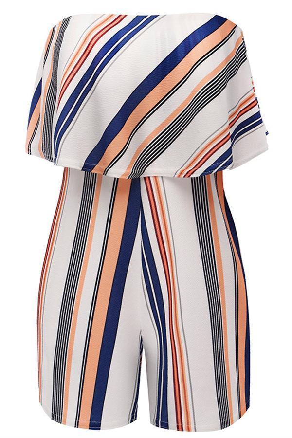 Casual gestreifter Off-the-Shoulder-Jumpsuit