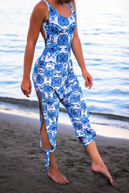 Casual Jumpsuit mit Bindeband an den Beinen