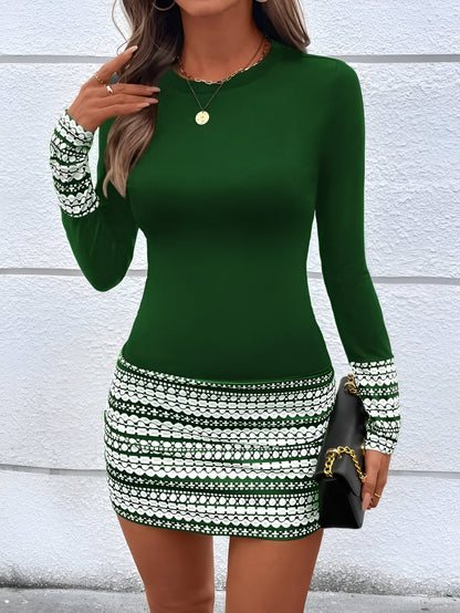Brigida | Gestreiftes Bodycon-Minikleid mit Rundhalsausschnitt