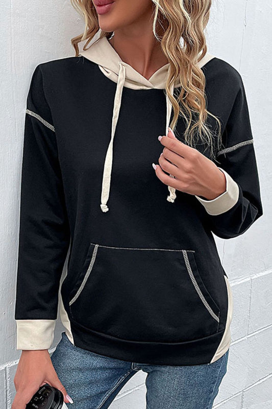 Bella - Hoodie mit fallenden Schultern und kontrastierendem Kordelzug für Frauen