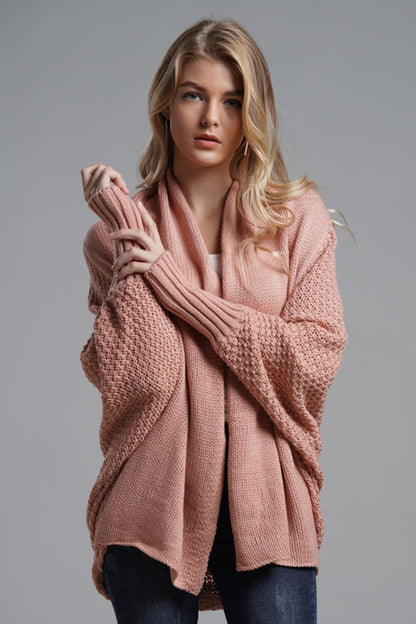 Liana - Lange offene Strickjacke mit Dolman-Ärmeln für Damen