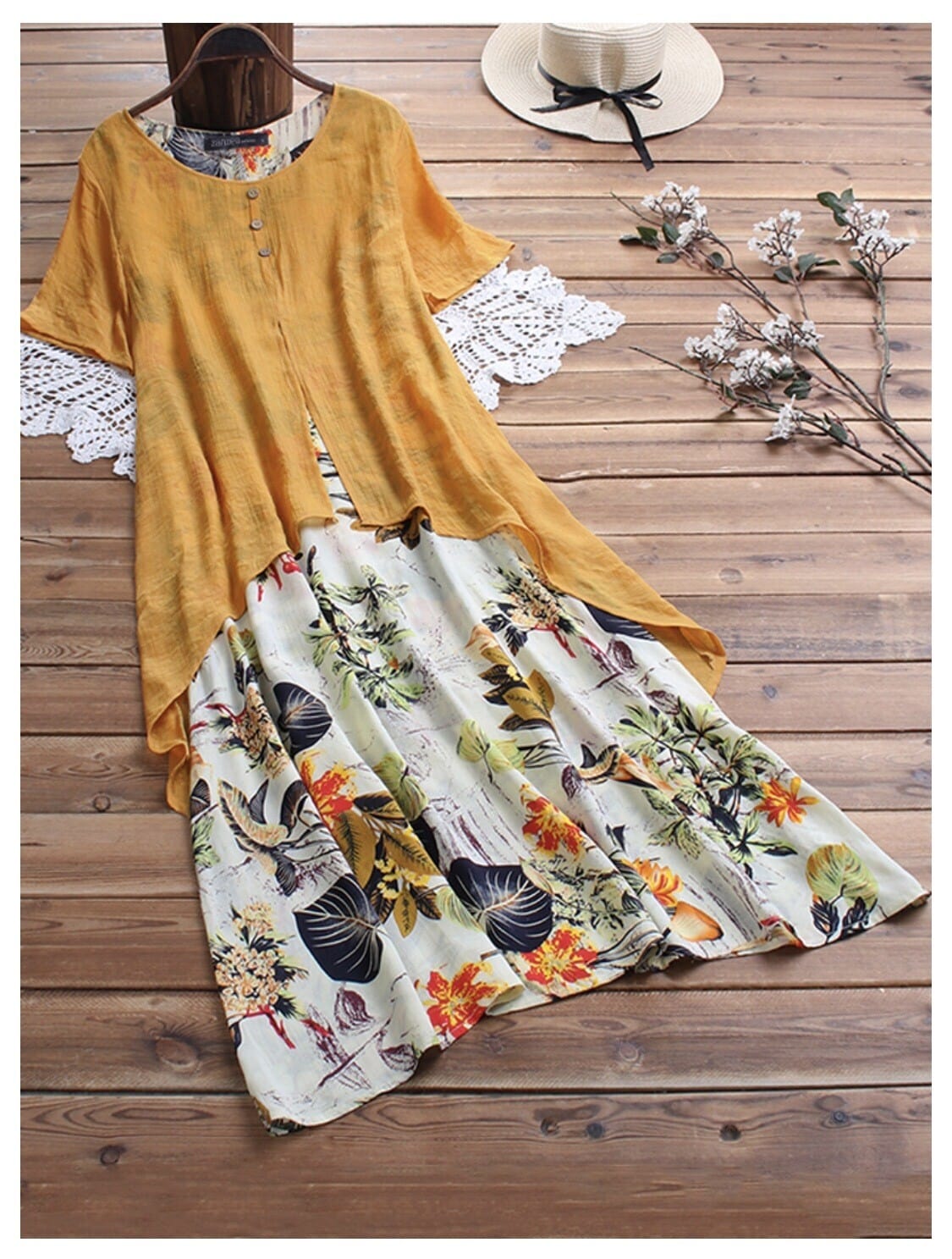 Bedrucktes zweiteiliges Kleid