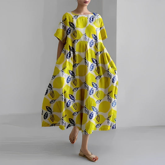 Boho-Kleid mit gelbem Blumendruck