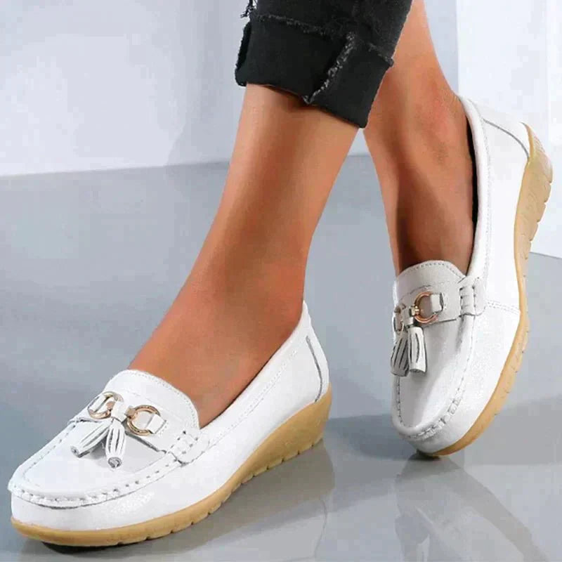 Damen flache Schuhe Leder Krankenschwester Schuhe