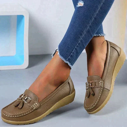 Damen flache Schuhe Leder Krankenschwester Schuhe