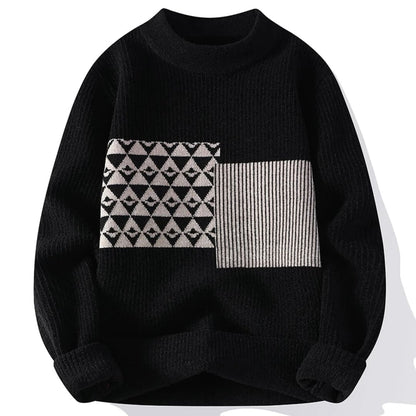 Geometrisch gemusterter Strickpullover - Moderner und eleganter Stil für Männer
