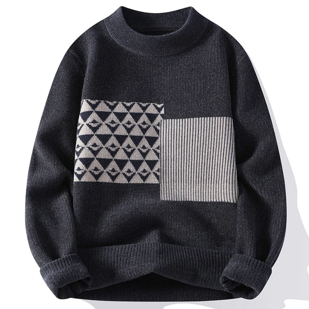 Geometrisch gemusterter Strickpullover - Moderner und eleganter Stil für Männer