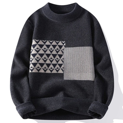 Geometrisch gemusterter Strickpullover - Moderner und eleganter Stil für Männer