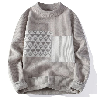 Geometrisch gemusterter Strickpullover - Moderner und eleganter Stil für Männer
