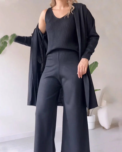 Erica - Elegantes 3-teiliges Strickhosen-Set für Damen