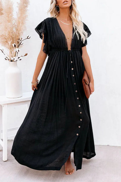 Kleid Fairy Air mit V-Ausschnitt und Rüschenärmeln