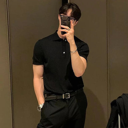 Rey | Gestricktes gestreiftes Poloshirt