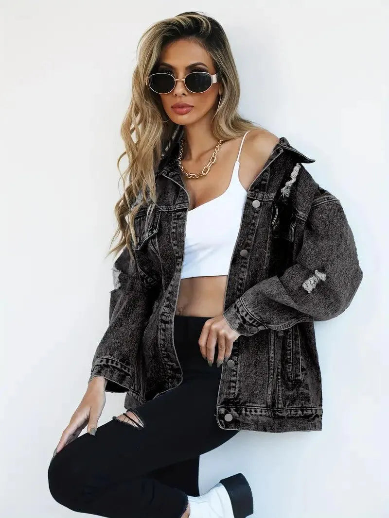 Trendy Oversized Denim Jacke für Frauen