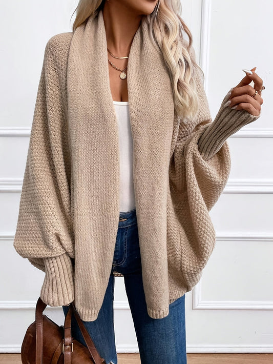 Ariadne - Einfarbige Strickjacke mit Schalkragen für Frauen