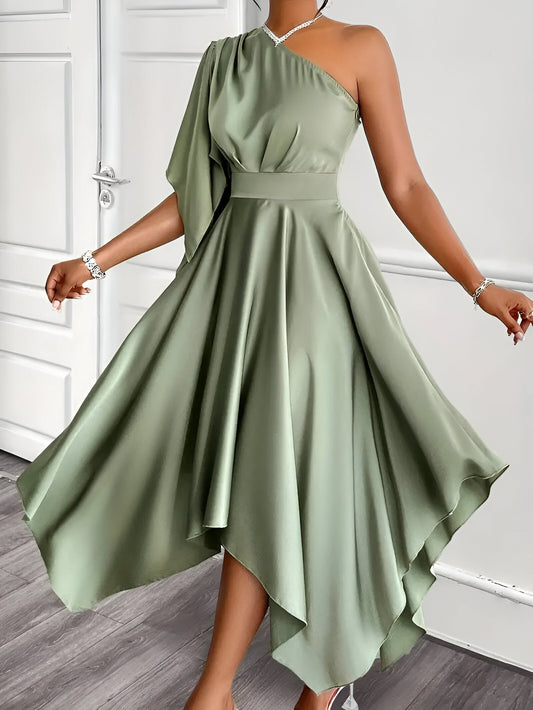 Caia | Elegantes asymmetrisches Schößchenkleid mit einer Schulter