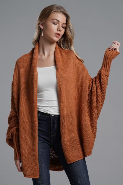 Liana - Lange offene Strickjacke mit Dolman-Ärmeln für Damen