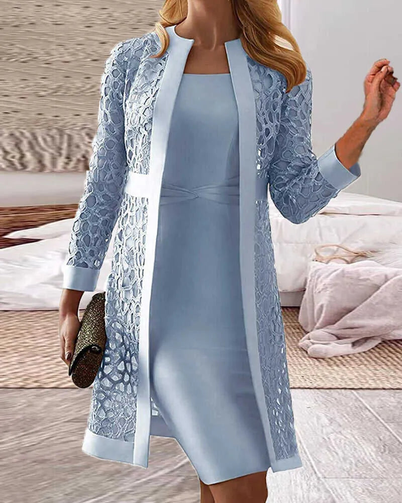 Lucy - Zweiteiliges Spitzen-Strickjacken-Kleid für Damen