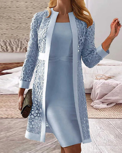 Lucy - Zweiteiliges Spitzen-Strickjacken-Kleid für Damen