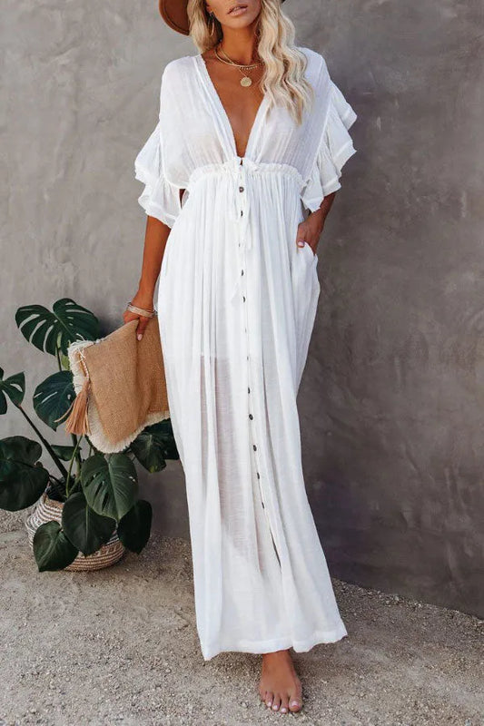 Kleid Fairy Air mit V-Ausschnitt und Rüschenärmeln