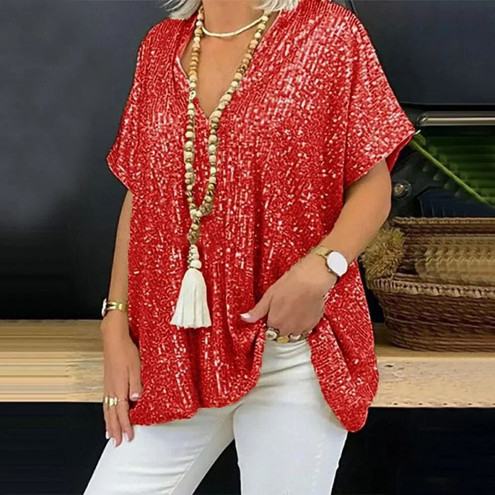 Wendy Bloes | V-Ausschnitt Paillettenbluse