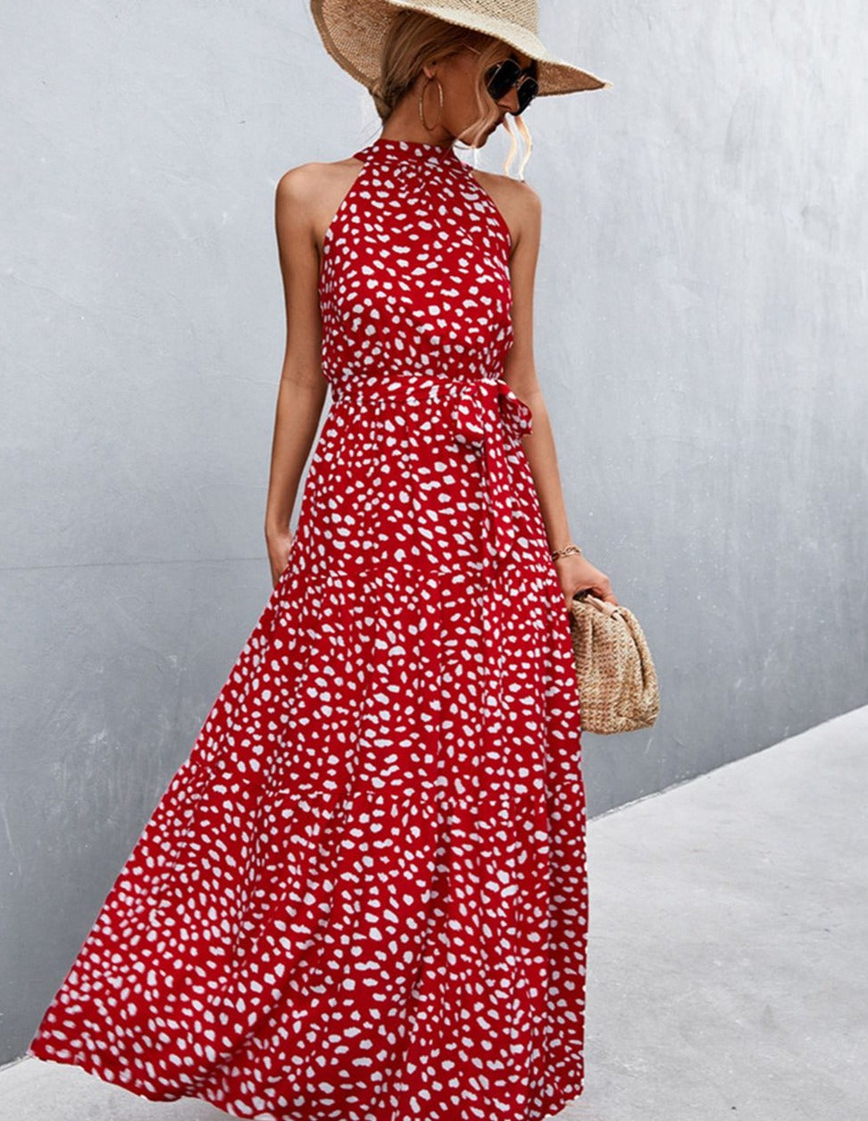 Ärmelloses Kleid mit Sommerprint