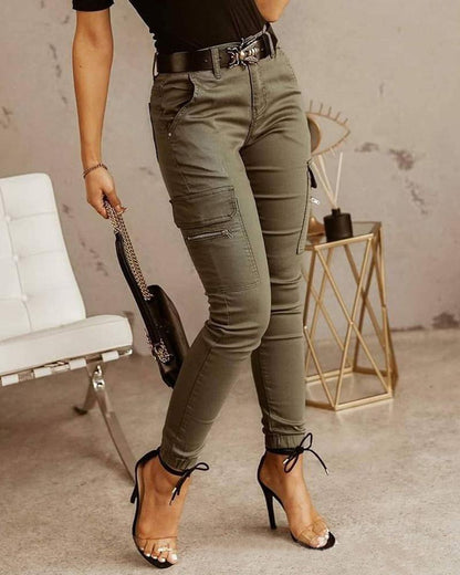 Sharma - Gürtellose Cargohose mit hoher Taille