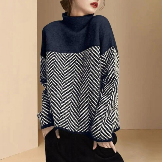 Daniela - Baumwollpullover mit hohem Kragen