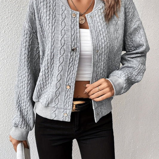 Lotte | Unifarbene Bomberjacke mit Knopf-Struktur