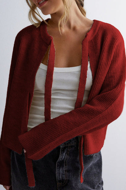 Eva - Lockere Strickjacke mit langen Ärmeln und Schnürung für Damen