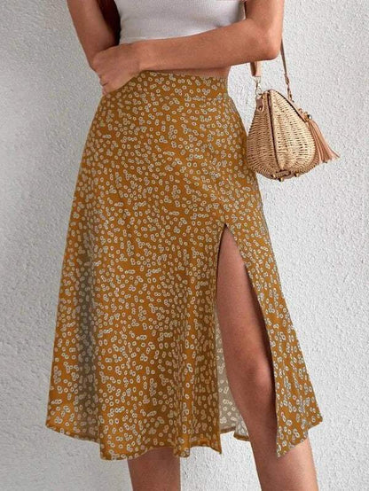 Midirock - Blumenmuster - hohe Taille, eleganter Schnitt, luftiger Stoff - perfekt für Sommertage