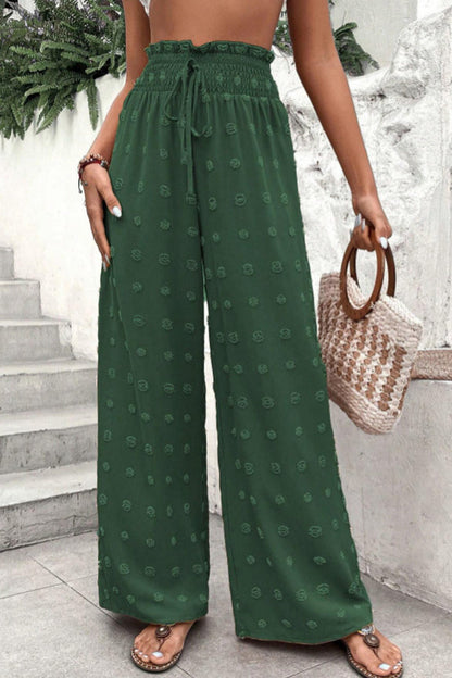 hochtaillierte Jacquard-Hose mit weitem Bein