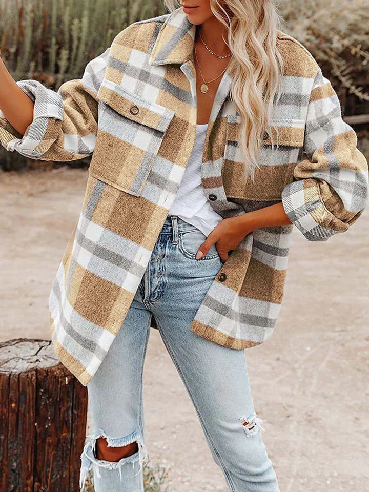 Hemdjacke mit Karomuster für Frauen