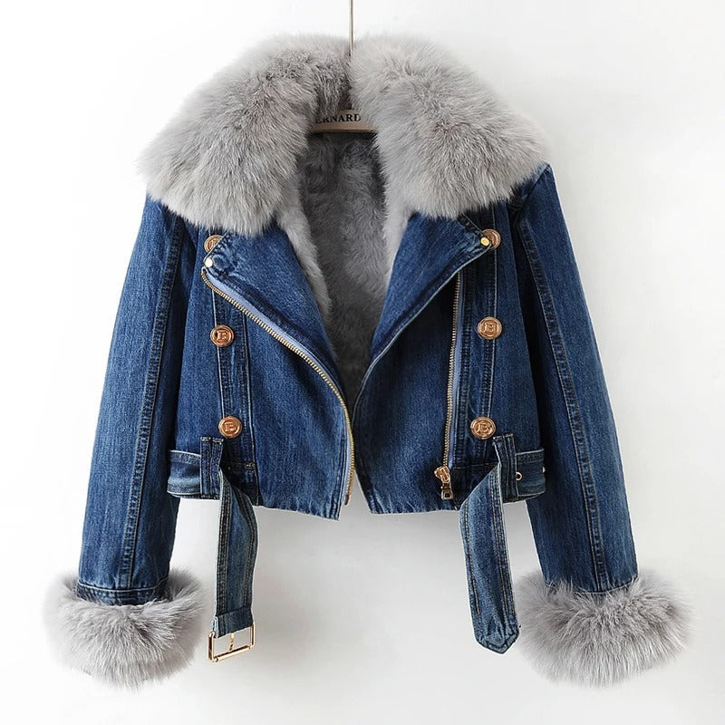 Emma - Jeansjacke mit Pelzkragen