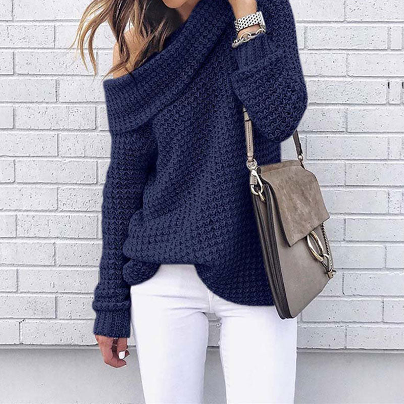 Freya - Strickpullover mit weitem Kragen für Frauen