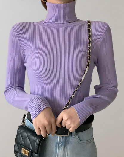 Elena - Schmaler Rollkragenpullover mit Rippenmuster für Damen