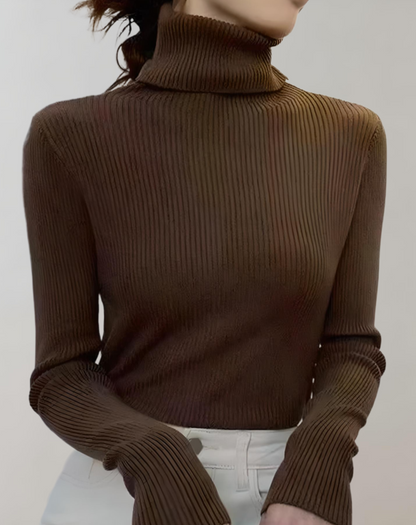 Elena - Schmaler Rollkragenpullover mit Rippenmuster für Damen