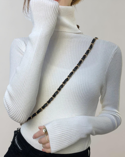 Elena - Schmaler Rollkragenpullover mit Rippenmuster für Damen