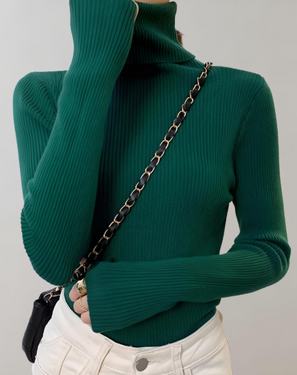 Elena - Schmaler Rollkragenpullover mit Rippenmuster für Damen