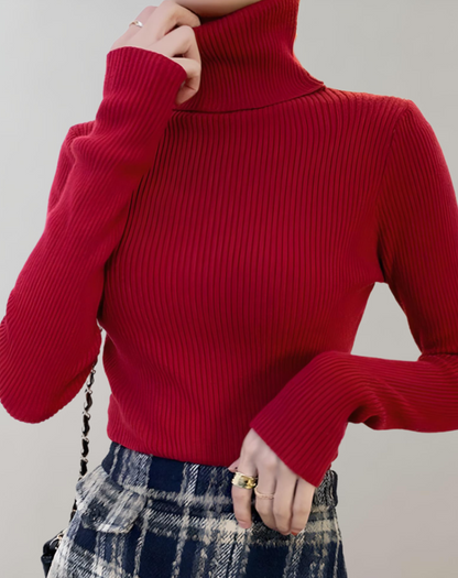 Elena - Schmaler Rollkragenpullover mit Rippenmuster für Damen
