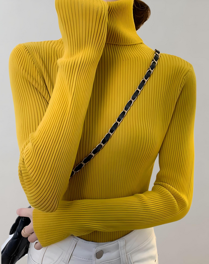 Elena - Schmaler Rollkragenpullover mit Rippenmuster für Damen