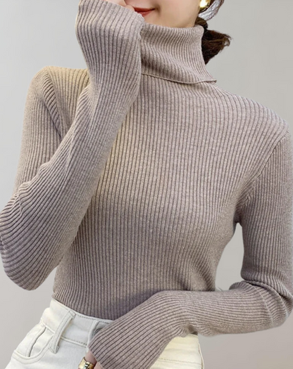 Elena - Schmaler Rollkragenpullover mit Rippenmuster für Damen