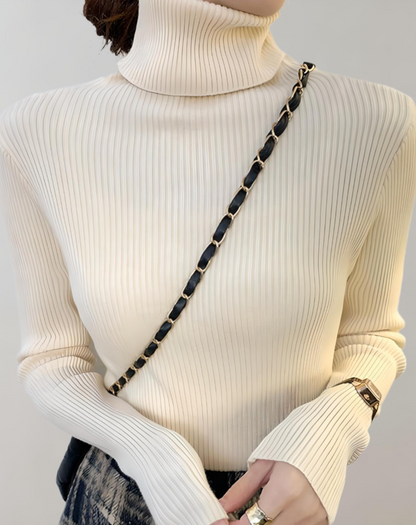 Elena - Schmaler Rollkragenpullover mit Rippenmuster für Damen