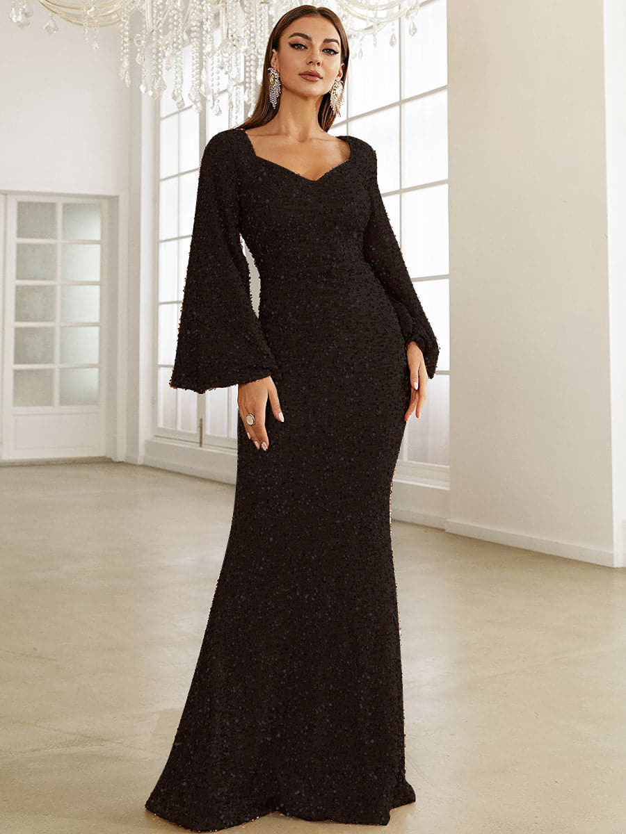 Tovin - Langärmeliges Meerjungfrauenkleid mit Pailletten