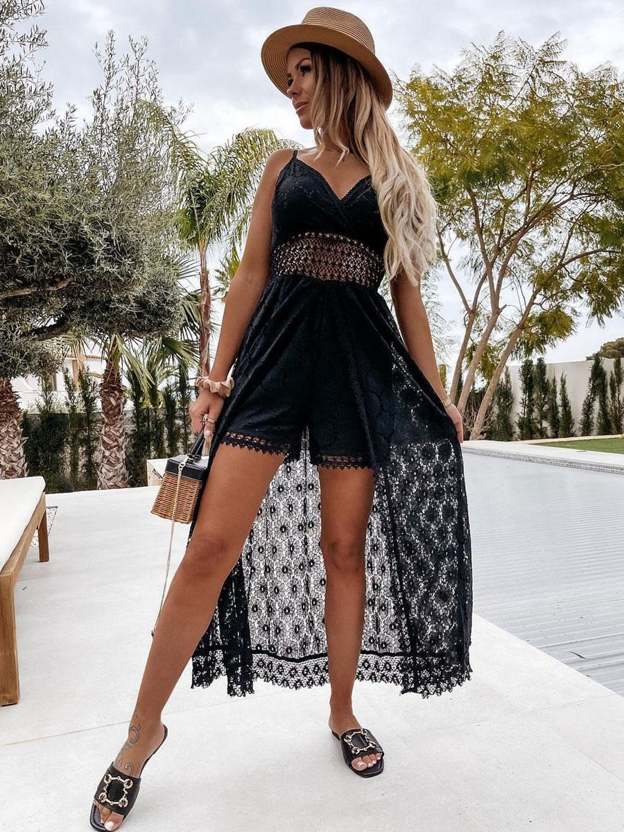 Merri - Langes Boho-Strandkleid aus Spitze mit Sweetheart-Ausschnitt