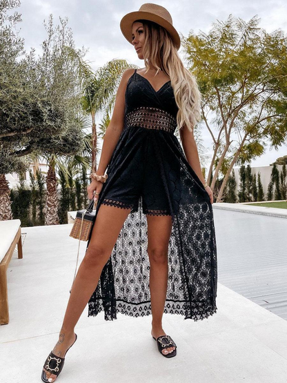 Merri - Langes Boho-Strandkleid aus Spitze mit Sweetheart-Ausschnitt