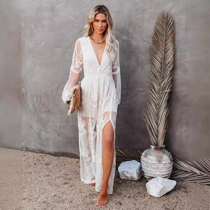 Cervo - Maxikleid aus Spitze mit herzförmigem Ausschnitt