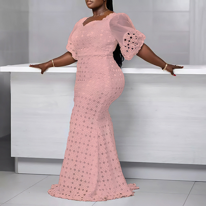 Stassie - Bodenlanges Maxikleid mit halben Ärmeln
