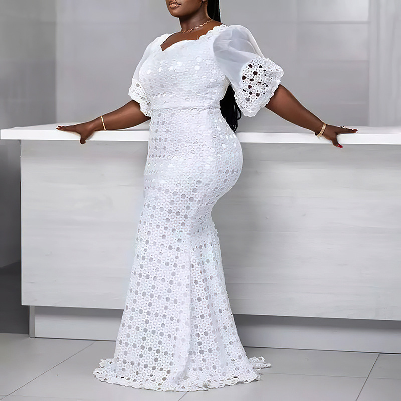 Stassie - Bodenlanges Maxikleid mit halben Ärmeln