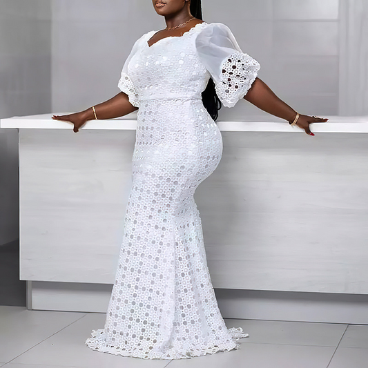 Stassie - Bodenlanges Maxikleid mit halben Ärmeln