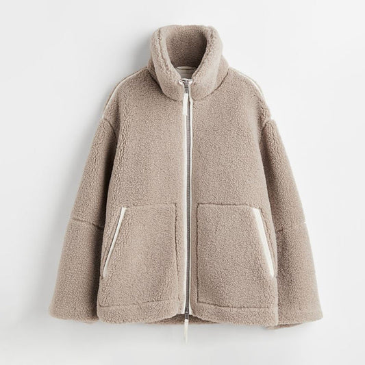 Warme Teddyfleecejacke mit Reißverschluss für Frauen